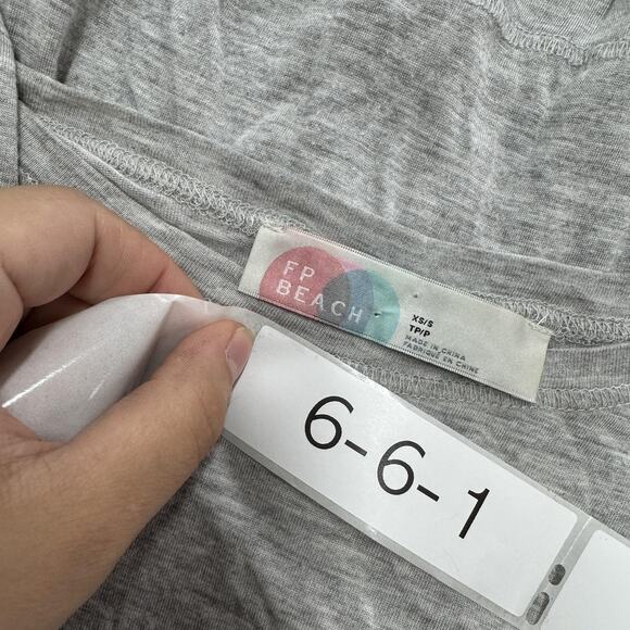 Free People FP Beach Dress Womens XS/S Gray Tiered Ruffle Babydoll Tunic Modal - Picture 3 of 7